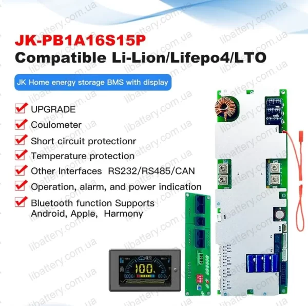 JKBMS inverter BMS 100A 150А 200А 8S-16S 1A 2А для Pylon, Deye, Victron, Must, Growatt, Axioma, GoodWe с CAN RS485 RS232 PB1A16S10P PB1A16S15P PB2A16S15P PB2A16S20P 1