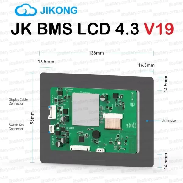 JK BMS LCD 4.3 V19 razmery